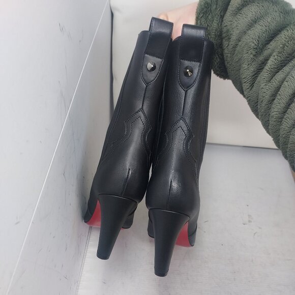 Christian Louboutin Santigag Black Leather Western Boot - Picture 8 of 11